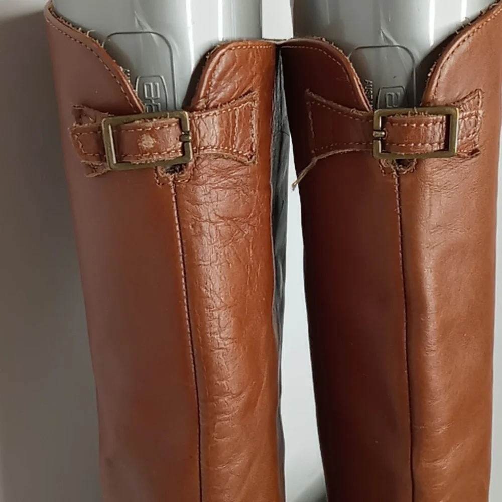 Jenrigo Tall Leather Boots made in Italy - Cognac- size 38.5